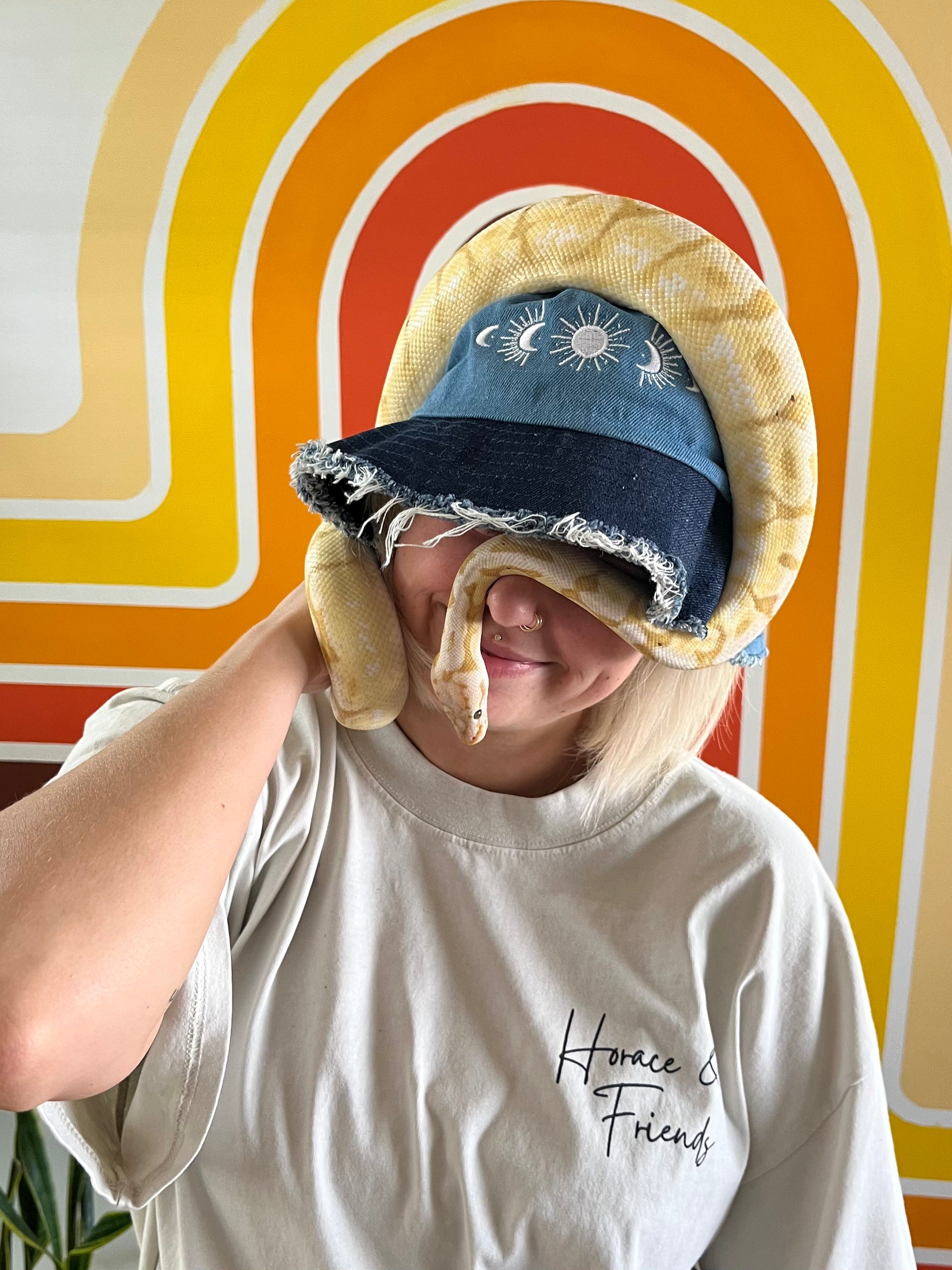 Hat // Serpent & Sky // Denim Bucket Hat // Embroidered