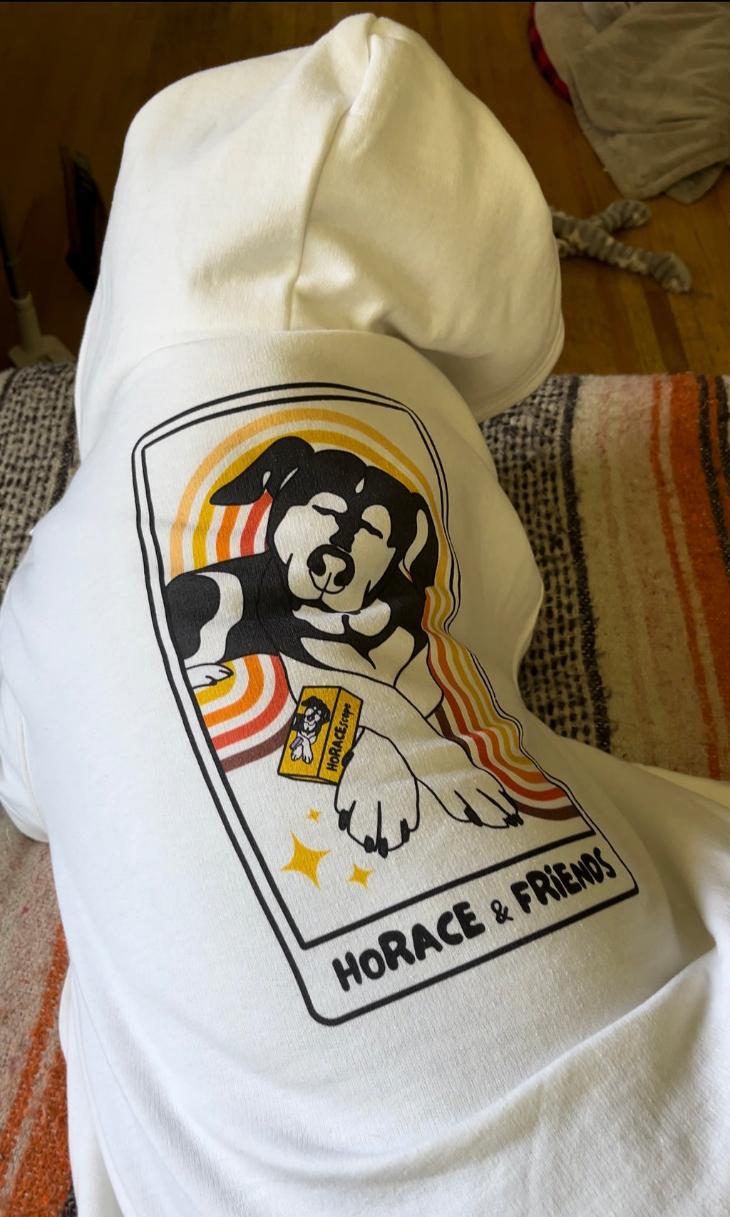 Hoodie with Zipper // Tarot Dog // Unisex White