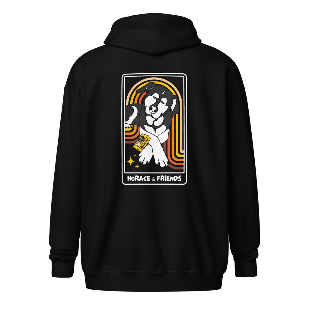 Hoodie with Zipper // Tarot Dog // Unisex Black